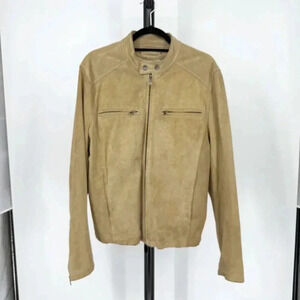 Wilsons Leather Mens M.Julian Biker Jacket Suede Size Medium Tan Vintage